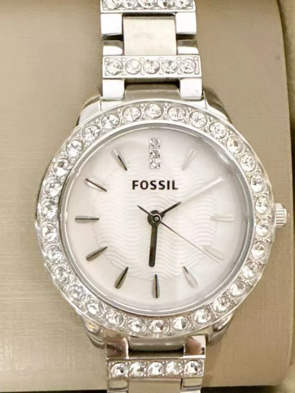 Fossil ES2362 Jesse Women's Silver Crystal Bezel Stainless Steel Watch